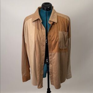 Stylish Women's Brown Patchwork Shirt Jacket